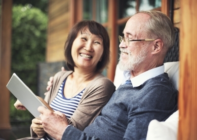 Older couple on tablet