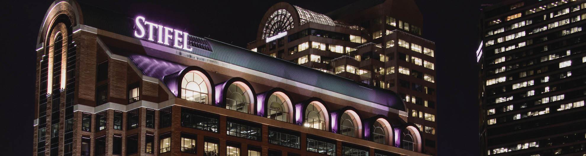 Stifel Home Office Building in St. Louis, Missouri at night